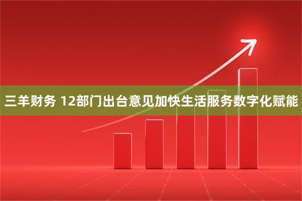 三羊财务 12部门出台意见加快生活服务数字化赋能